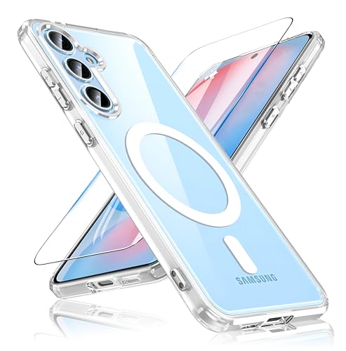 Image of Back Cover Case + Screen Protector for Samsung Galaxy S25 FE 5G | Mag-Safe Compatible | Transparent Mobile Back Cover Case for Samsung Galaxy S 25 FE / S25FE 5G | TPU Transparent Back Case