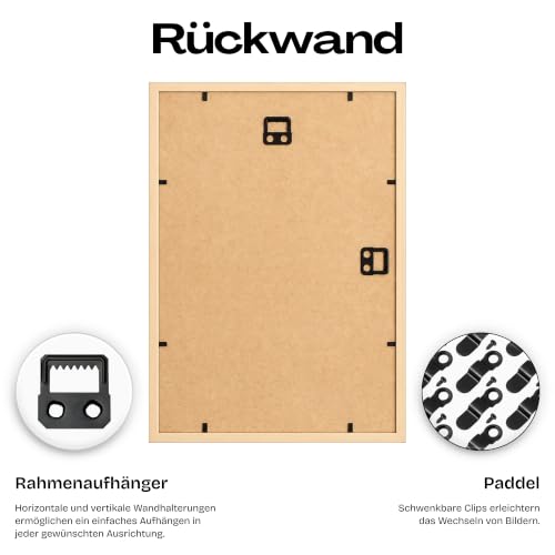 JCNORD MDF Walnussfarbener Holz Bilderrahmen 50x70 cm mit bruchsicherem Acrylglas | Moderner Fotorahmen für Wände und Tische – Ansicht 6