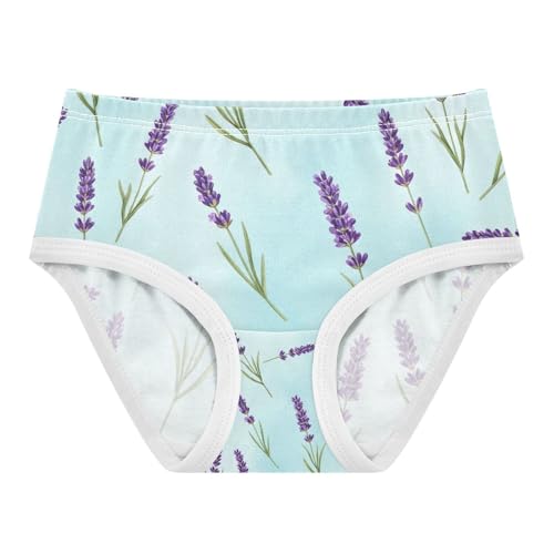 Toddler Girl Panties, Lavender Flowers Purple Blossoms Girls' Cotton Brief Underwear, 2–8 Years