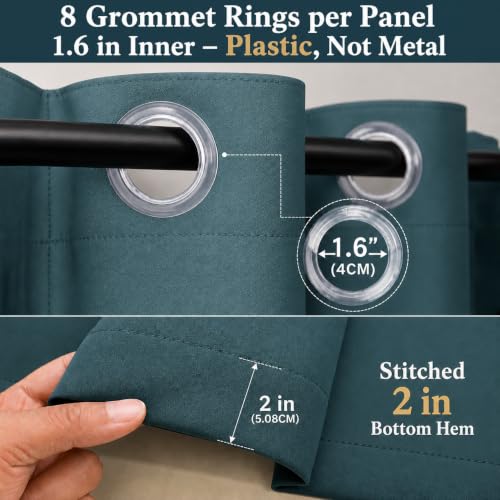 Image of Homestan Blackout Long Door Curtains 8 Feet Set of 2, Prussianblue