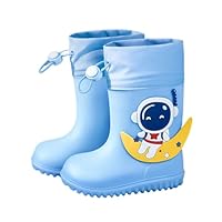 Hixingo Waterproof Lightweight Toddler Rain Boots, Cartoon Toddler Wellies Kids Boys Girls,Welly Boots for Little Kids Unisex Rubber Outdoors Rain Shoes (Astronaut,2)