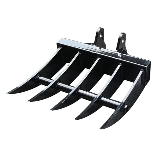 Mini Excavator Rake Black 19.68 inch Mini Excavator Attachments 5 Tooth Wide Backhoe Digger Accessories Rake Fits for Most of Excavator Up to 3 Tons Use for Land Clearing Debris Removing