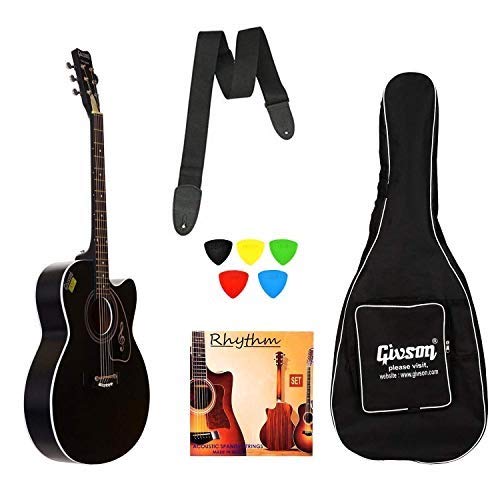 Image of Ketostics Venus Special Cutaway Rosewood 41 Inch Givson Acoustic Guitar with Bag, Rhythm String Set, Strap and 5 Plectrums, Black