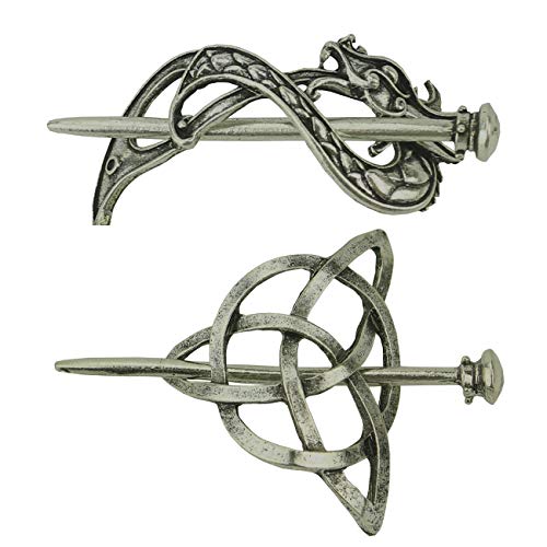 Set de 2 pinzas para cabello estilo celta plateado miniatura 1