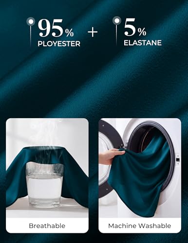GRACE KARIN Womens Business Casual Tops, Long Sleeve Work Satin Blouses, Dressy V Neck Silk Shirts Fall Trendy Outfits Peacock Blue L — view 4