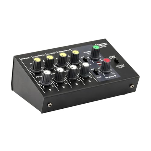 LIFKOME Channel Audio Mixer with Power Adapter for Equipment Individual Volume Control for Each Input Channel Supports Mic Line Input for Recording and Live