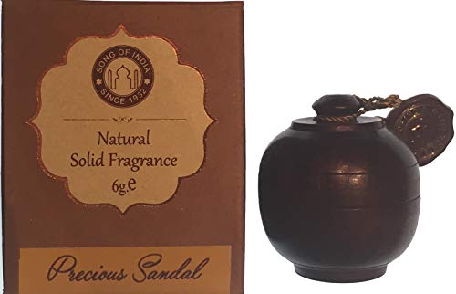 Song of India Solid Perfume in Hand-Carved Rosewood Jar with Screw-on Top (Sandalwood)
