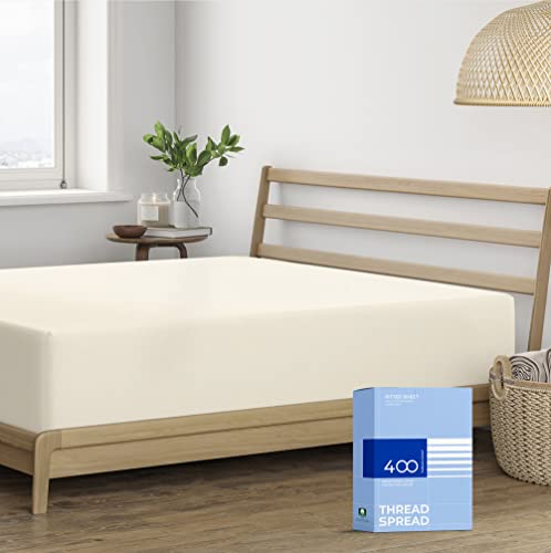 THREAD SPREAD 100% Cotton Fitted Sheet Twin Size - 400 Thread Count 16