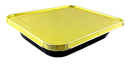 Handi-Foil 1/2 Half-Size Deep Premium Black & Gold Aluminum Steam Table Pan +Lid (Pack of 100)