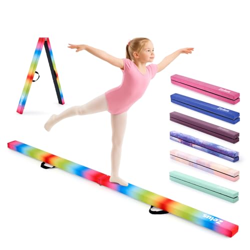 ZELUS Schwebebalken Kinder Faltbarer Gymnastikbalken mit Tragegriffen 240cm Klappbar Balancierbalken Übungsbalken Balance Beam Balken Turnen für Fitness/Training/Turnen (Bunt)