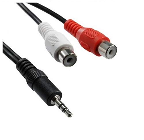 Alfais 4227 3.5mm Stereo Erkek Dişi 2Rca Tos Ses Kablo Çevirici Adaptör, Siyah