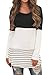 Sherosa Women's Autumn Lace Inset Long Sleeve Flattering Tunic Tops T-Shirt (Black,XL)