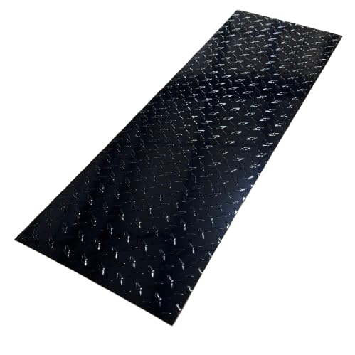 12" x 36" Black Diamond Plate Aluminum Sheet, 16 Gauge .050" Thick, Painted One Side, 3003 Alloy - Protective, Door Foot Guard, Work Bench