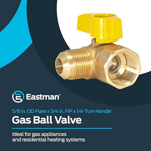 Image of 3 /4 Inch FIP x 5 /8 Inch OD Angle Gas Ball Valve with 1 /4-Turn Handle, Brass Plumbing Fitting, 60029