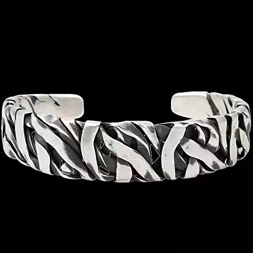 Energy Style - Twists And Turns Bracelet, Silver Twist Motif Open Wristband For Men's, Silver Plated Copper Broadband Vintage Twist Bracelet, Vintage Braided Adjustable Cuff Bangle Twisted Bracelets #TOP4