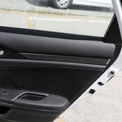 Image of Front /Rear Doors Decor Strips Trim Decals for 2016-2021 Honda Civic 10th Gen Accessories ABS Carbon Fiber Stickers, Except for Sport /Hatchback /Touring