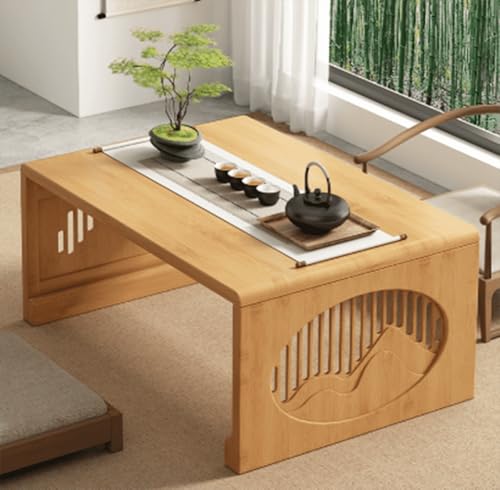 Table basse pliante salon table de sol japonaise en bambou 80cm
