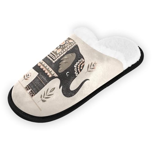 Retro Beige Mandala Elephant Slippers For Women Men Soft Memory Foam Non-Slip Animal Winter Indoor House Shoes Travel Slipper2
