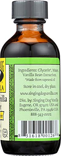 Singing Dog Vanilla, Pure Vanilla Flavor Alcohol Free, 2 Fluid Ounce Bottle