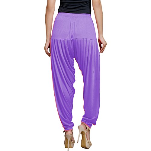 Women's Cotton Spandex Patiala Pants – Stretchable Ethnic Bottom Wear with Pleats for Casual & Traditional Outfits (Lavender)3