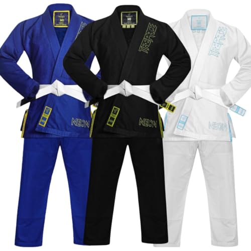 Trepace Kimono brasileño Jiu Jitsu Gi con inicial BJJ para niños y niñas, incluye pantalones y cinturón blanco, entrenamiento y competiciones, uniformes de resistencia al desgarro diseñados, Negro, M0