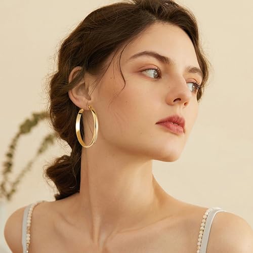 Image of Gacimy Gold Hoop Earrings for Women with 925 Sterling Silver Post