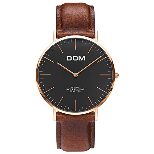 DOM Men Wrist Watch Ultra Thin 7.7mm Thickness New Minimalist Style Quartz Movement Calf Leather Waterproof