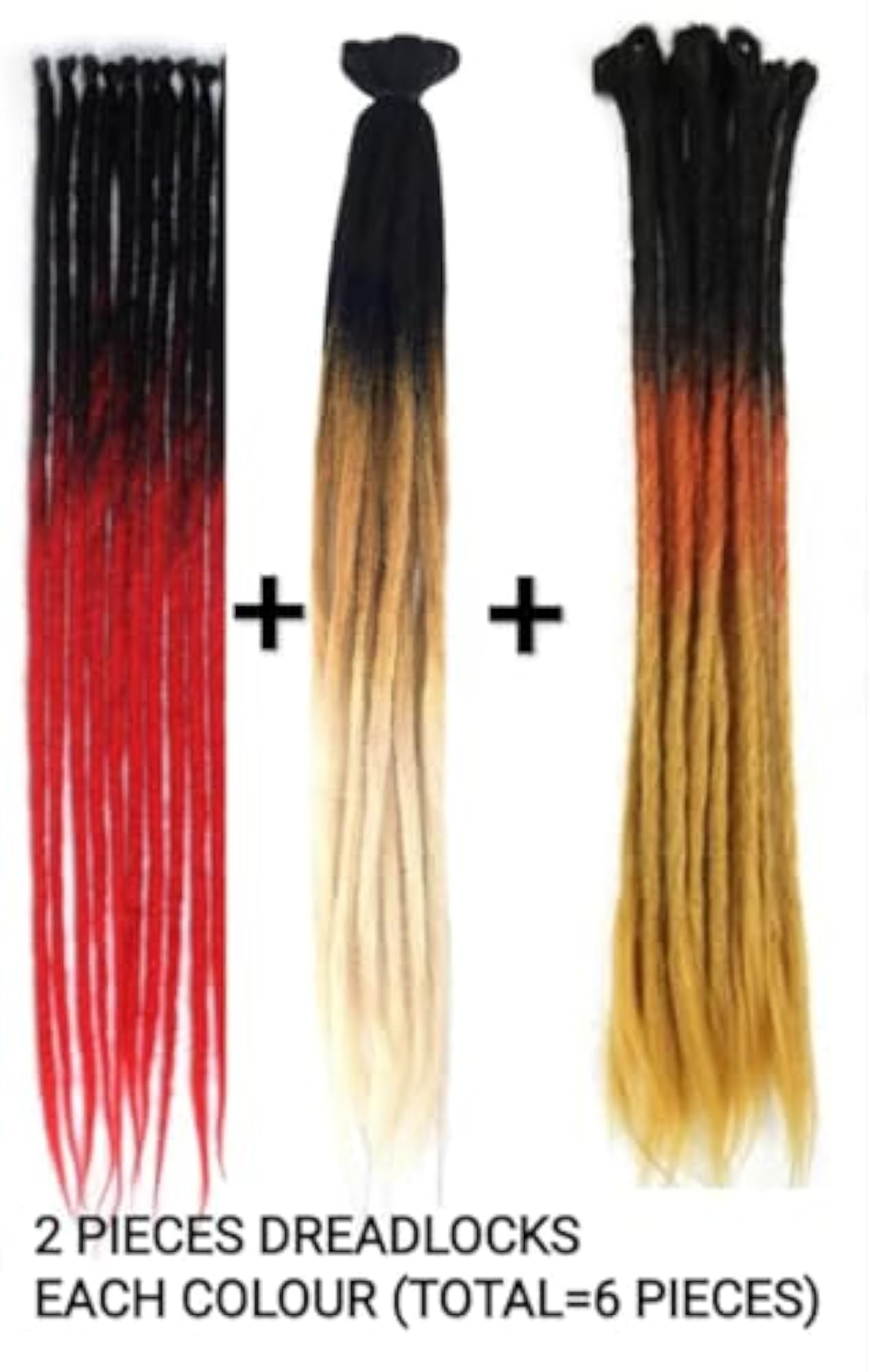 24 Inch Multicolor Synthetic Dreadlock Extensions, Jamaica Punk Style