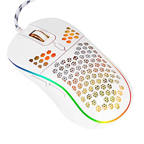 Urbanx Wired Gaming Mouse - Light Weight Corded Usb Rgb Mouse For Computer, Laptops And Pcs - Gaming Mouse Honeycomb, Gamer Mouse - Wired Mouse, Usb Mouse - White #TOP3