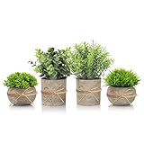 4 Piezas Plantas Artificiales Decorativas Pequeñas en Maceta, Decoración de Habitación