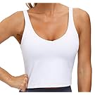 Women’s Longline Sports Bra Wirefree Padded Medium Support Yoga Bras Gym Running Workout Tank Tops