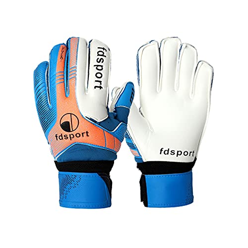 MISSFOX Guantes de portero para niños, jóvenes y adultos, antideslizantes, látex, para fútbol, unisex, con protección para los dedos y agarre extrafuerte, talla 5-7