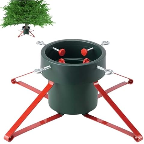 B-COOL Christmas Trees Stand Holder: Adjustable Up to 6ft Sleek Tree Foot Real Tree Stands for Restaurant Garden Centers Indoor Outdoor Artificial Trees Church Decorations Green Red M Cover