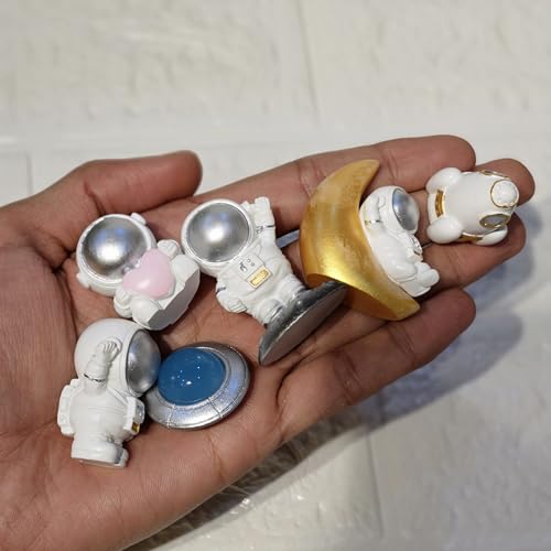 Image of Miniature Astronaut Figurines Set of 6 | Resin Space Toy Statues for Miniature Garden Decor Dollhouse Accessories Fairy Garden Terrarium Bonsai DIY Crafts & Gift Items