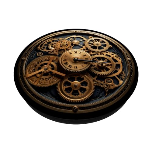 Vintage Steampunk Gearwheels PopSockets Swappable PopGrip, Black - Image 2