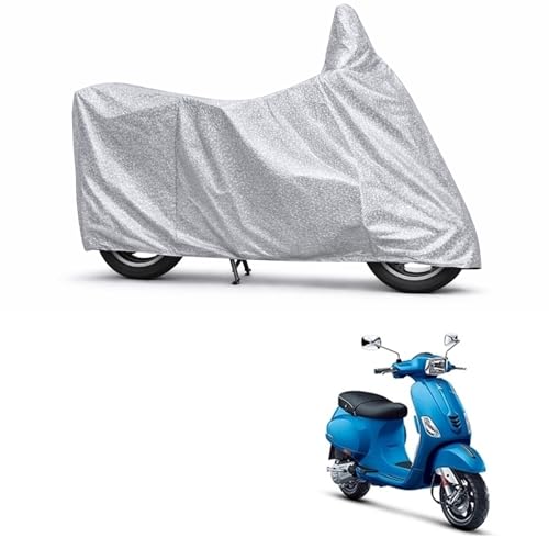 Image of 100% Waterproof Two Wheeler Body Cover Multi Layered Fabric Designed for Vespa SXL | Belt Buckle Lock | Silver Mag