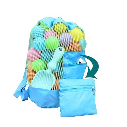 FOYTOKI Mesh Beach Tote Bag for Kids Large Storage Bag Drawstring Beach Toys Handles for Swimming Outdoor Activities
