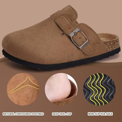 Torotto Kids Suede Clogs Cork Footbed Toddler Slippers With Arch Support & Adjustable Straps For Boys Girls Indoor & Outdoor thumb #2