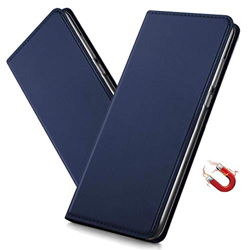 MRSTER Honor 8X Hülle, Honor 8X Tasche Leder Schutzhülle, Handyhülle mit Magnetverschluss, Standfunktion & Kartenfach für Huawei Honor 8X. DT Blue