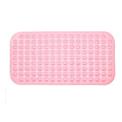U-HOOME Shower Mat Bath Mat Anti-Slip Bathroom Rugs Bathtub Mat, PVC Massage Foot Bath Mat with Suction Cup Drainage Hole PInk