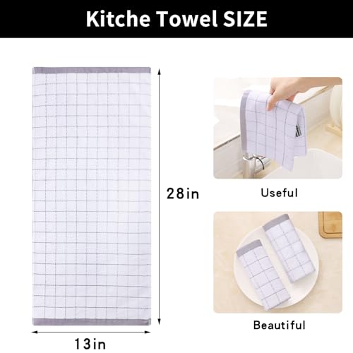 Image of Homaxy 100% Cotton Terry Kitchen Towels, 8 Pack, White