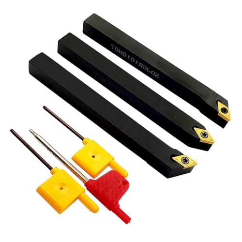Carbide Insert Holder for Sdncn1010H07 Sdjcl1010H07 Sdjcr1010H07 Dcmt070204 Turning Tool with Positive Rake Angle BuiltIn Chip Breaker for Purpose Cutting 3/8 Inch Shank with 3Pcs Inserts T8 Wrench