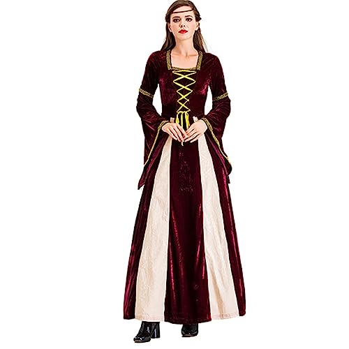 Halloween Kostüm Damen Cosplay Mittelalter Kleid Lang Vintage Kostueme...