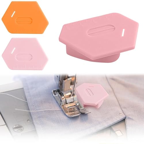 YUNYU 2Pcs Magnetic Sewing Gauge in Vibrant Pink and Orange | Essential Tool for Accurate Seam Alignment and Easy Fabric Handling | Durable Multifunctional Sewing Accessories Set
