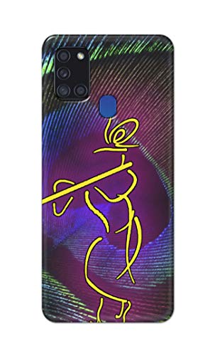 Image of PRINTFIDAA Lord Krishna On Peacock Feather Hard Back Cover for Samsung Galaxy A21S, SM-A217F / DS, SM-A217M / DS, SM-A217F / DSN Back Cover -(P6) KAT1007