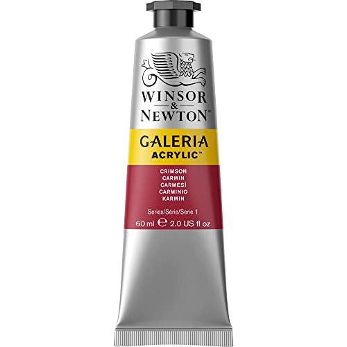 Image of Winsor & Newton Galeria Acrylic Colour - Tube of 60 ML - Crimson (203) - Highly Pigmented Lightfast Artists' Acrylic Paints for Canvas, Wood, Fabric & Paper - More Colours Available