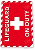Tinworld Tin Sign: Lifeguard Sign On Duty Beach Sign Pool Sign C702