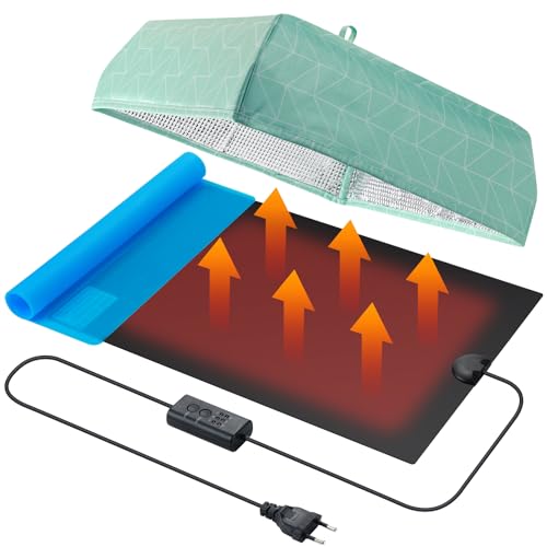 MZHOU Almohadilla térmica de resina gruesa y mejorada de 20 W con función de temporizador y ajuste de temperatura de 3 niveles con alfombrilla de silicona y funda protectora para resina epoxi, moldes.