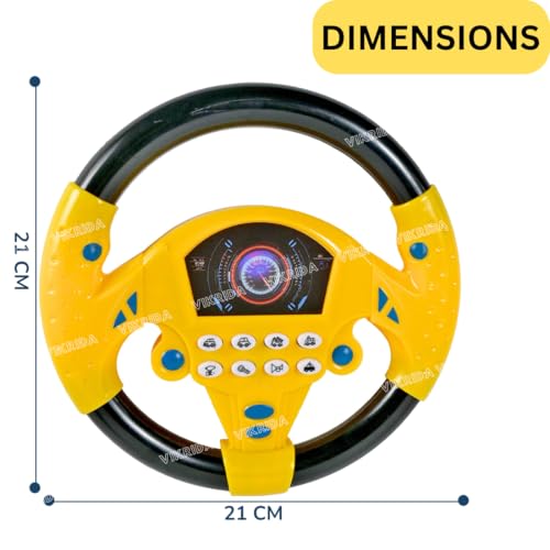 Image of VikriDA Steering Wheel Pretend Adventure Toy for Kids | Early Education Driving Steering Wheel with Music (Yellow)