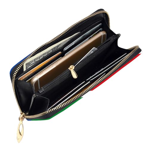 Flag of South Sudan Long leather wallet - with zipper - portable and waterproof, suitable for office, study and daily use4